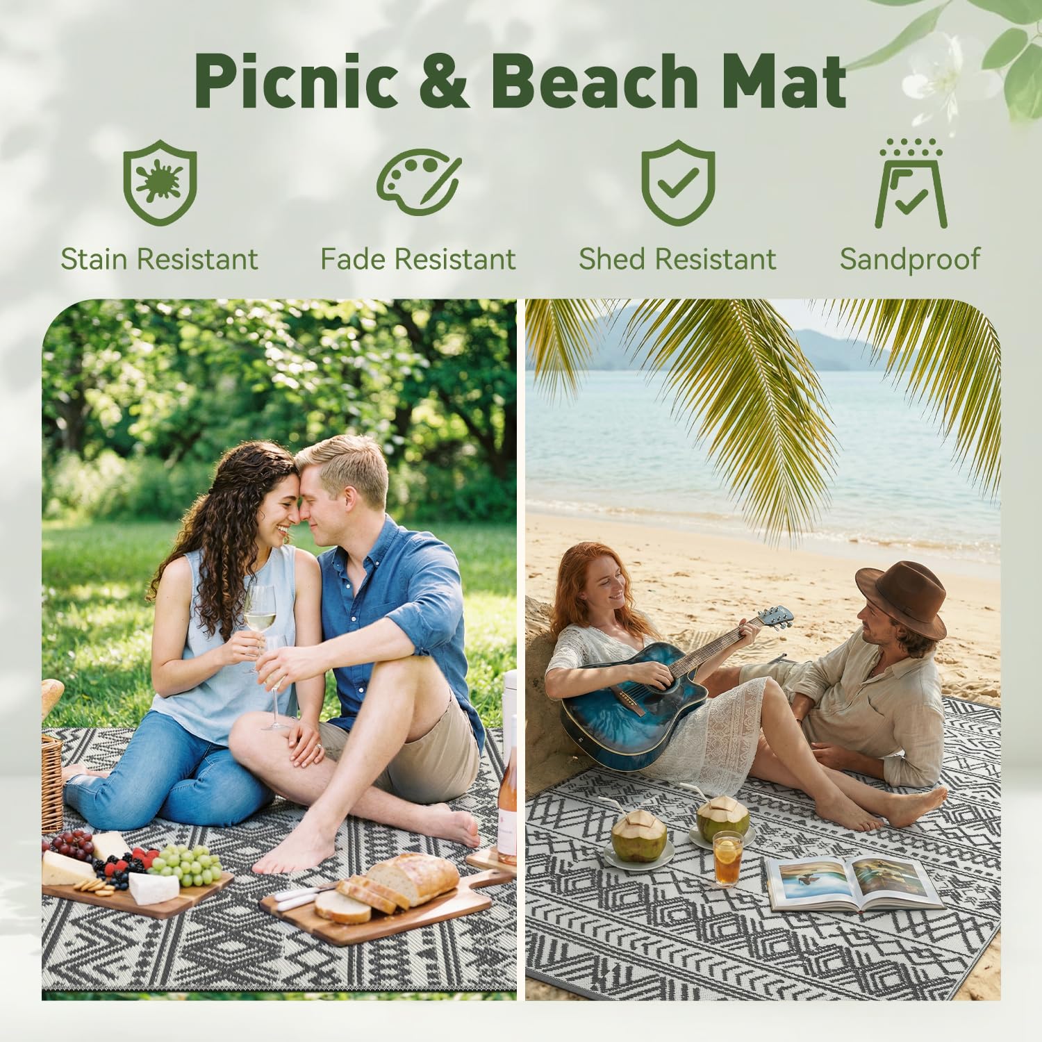 MontVoo Outdoor Rug 8x10 grey at beach