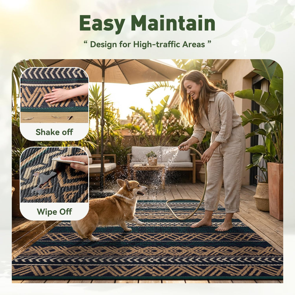 MontVoo Outdoor Rug 8x10 in use at a beach