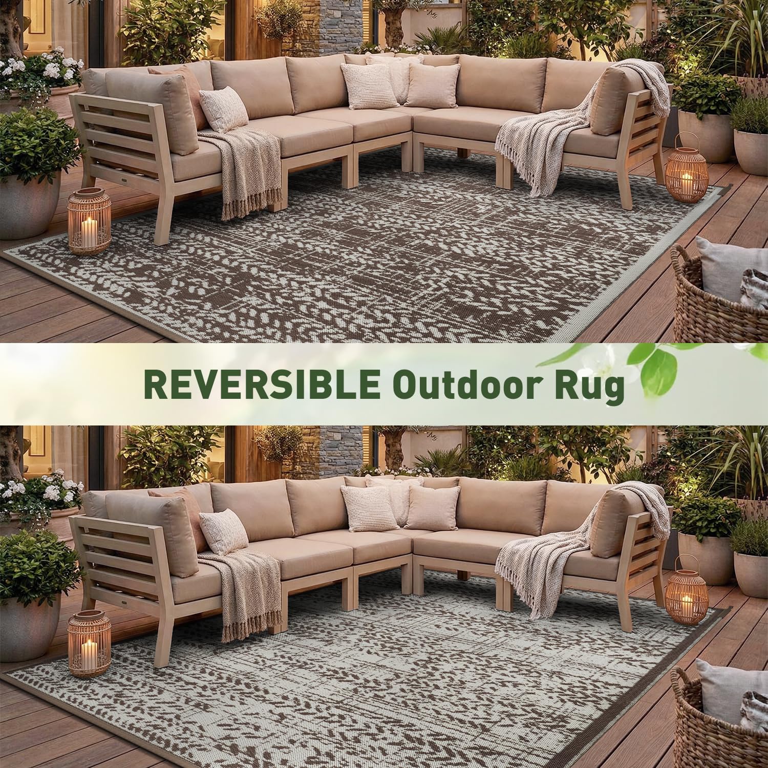 MontVoo Outdoor Rug 8x10 lightweight with carrier bag