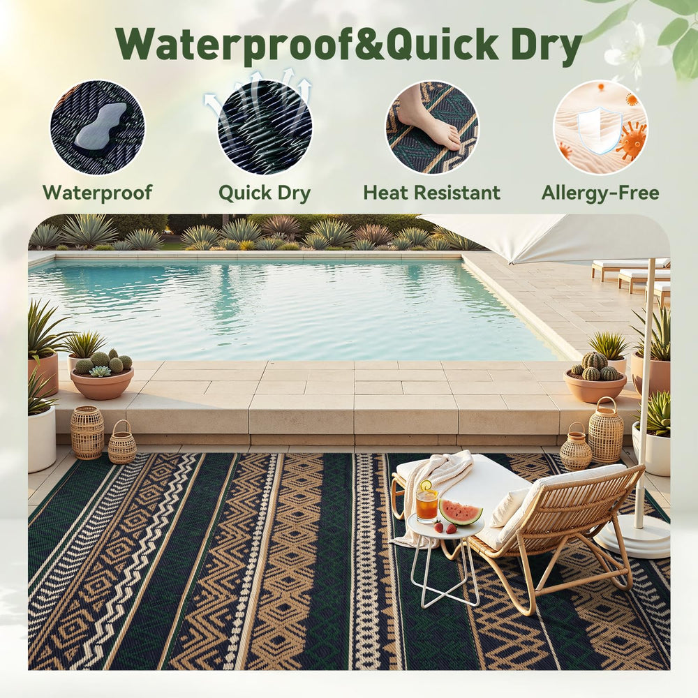 MontVoo Outdoor Rug 8x10 rolled up with carrier bag