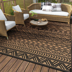 MontVoo Outdoor Rug 9x12 black brown reversible design