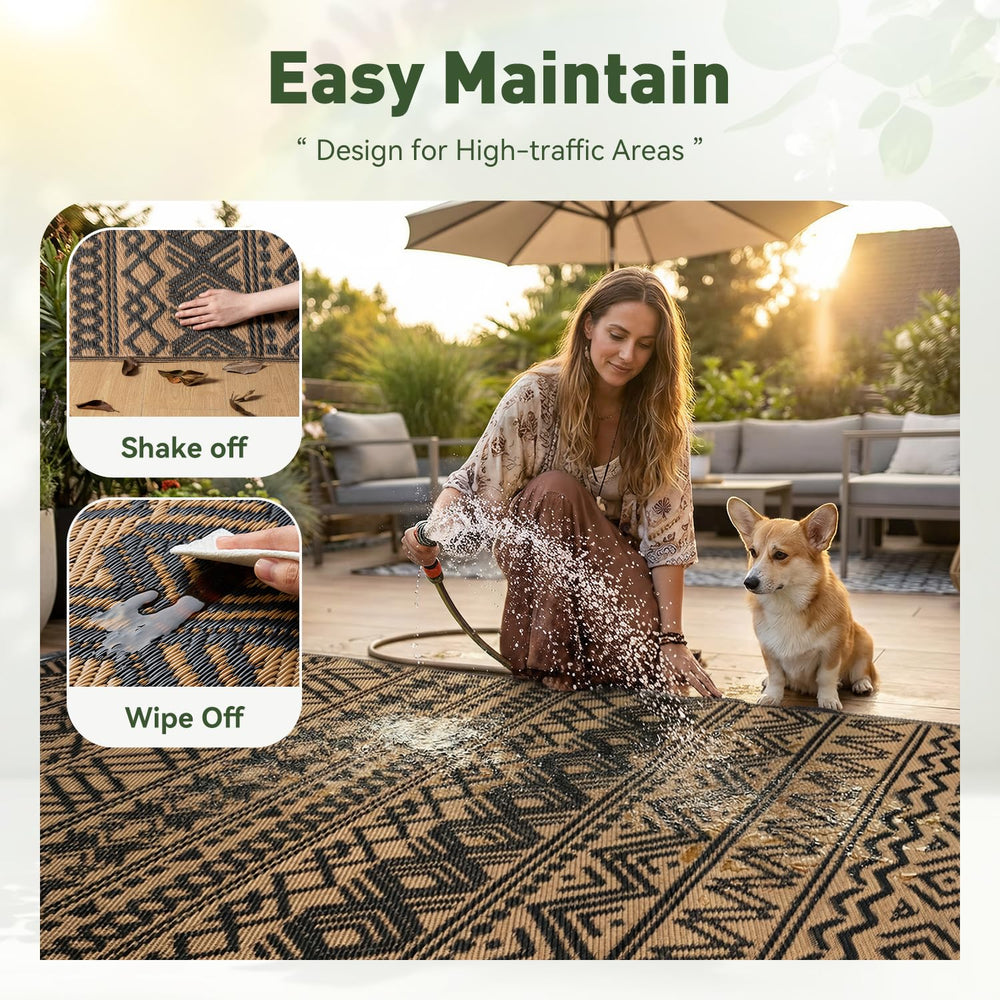 MontVoo outdoor rug displayed in a living space