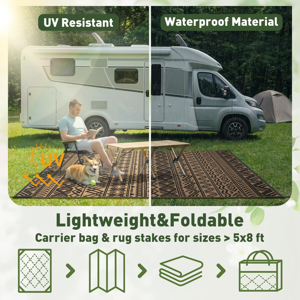 MontVoo outdoor rug folded for easy transport