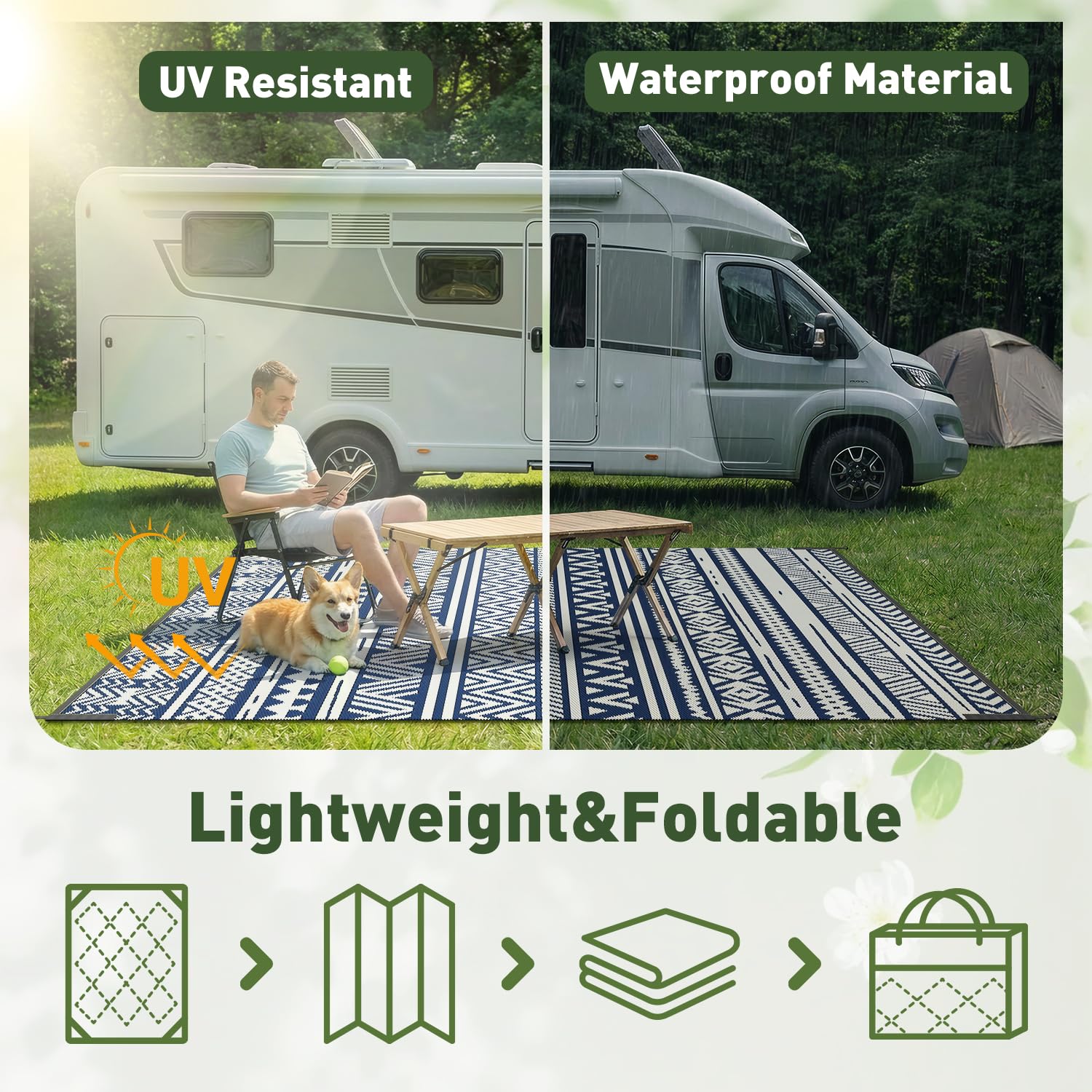MontVoo Outdoor Rug folded in carrier bag