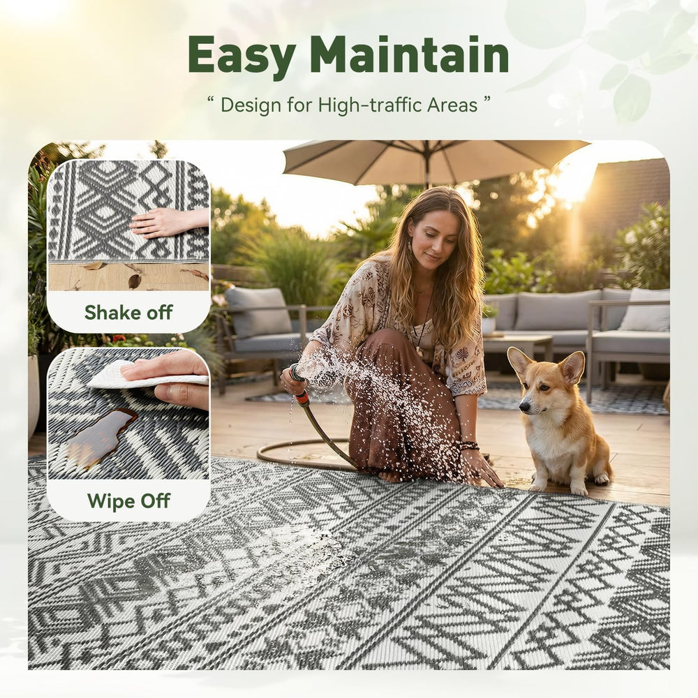 MontVoo Outdoor Rug Grey folded for storage