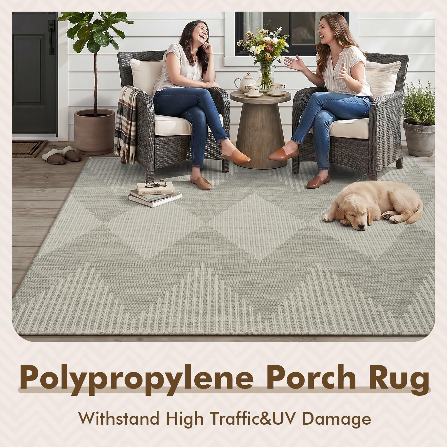 MontVoo Outdoor Rug in a garden setting