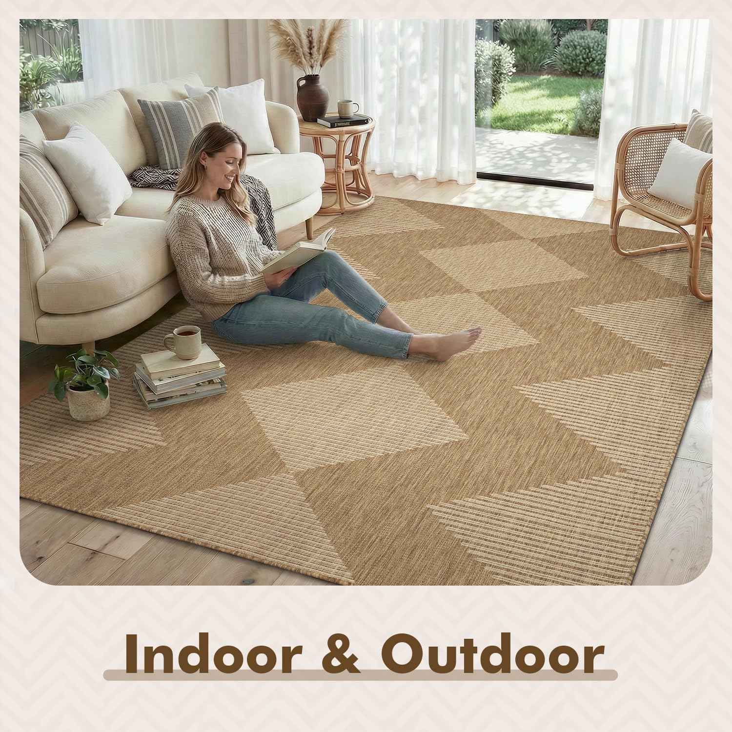 MontVoo Outdoor Rug in outdoor patio setting