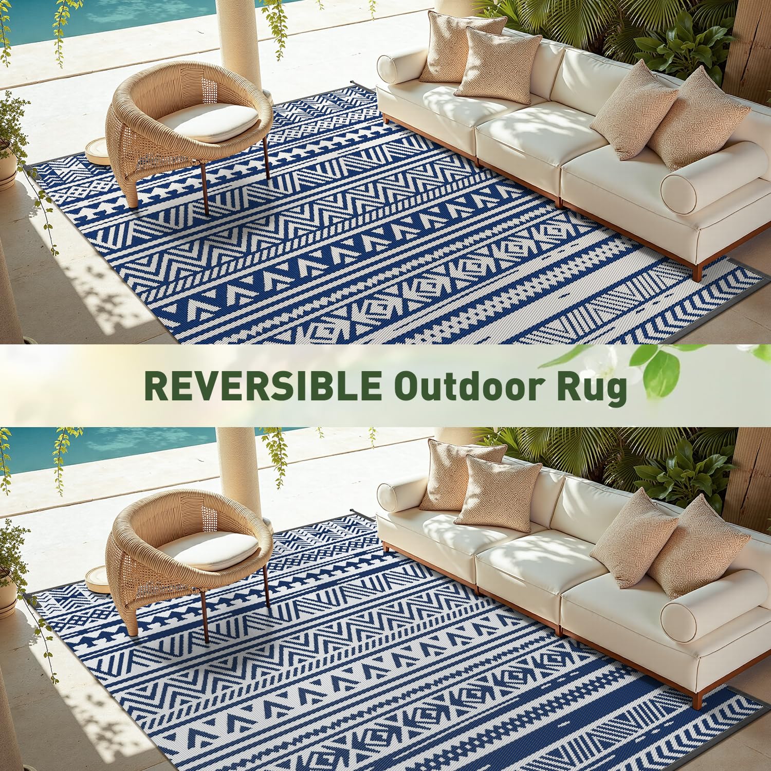 MontVoo Outdoor Rug laid out on grass