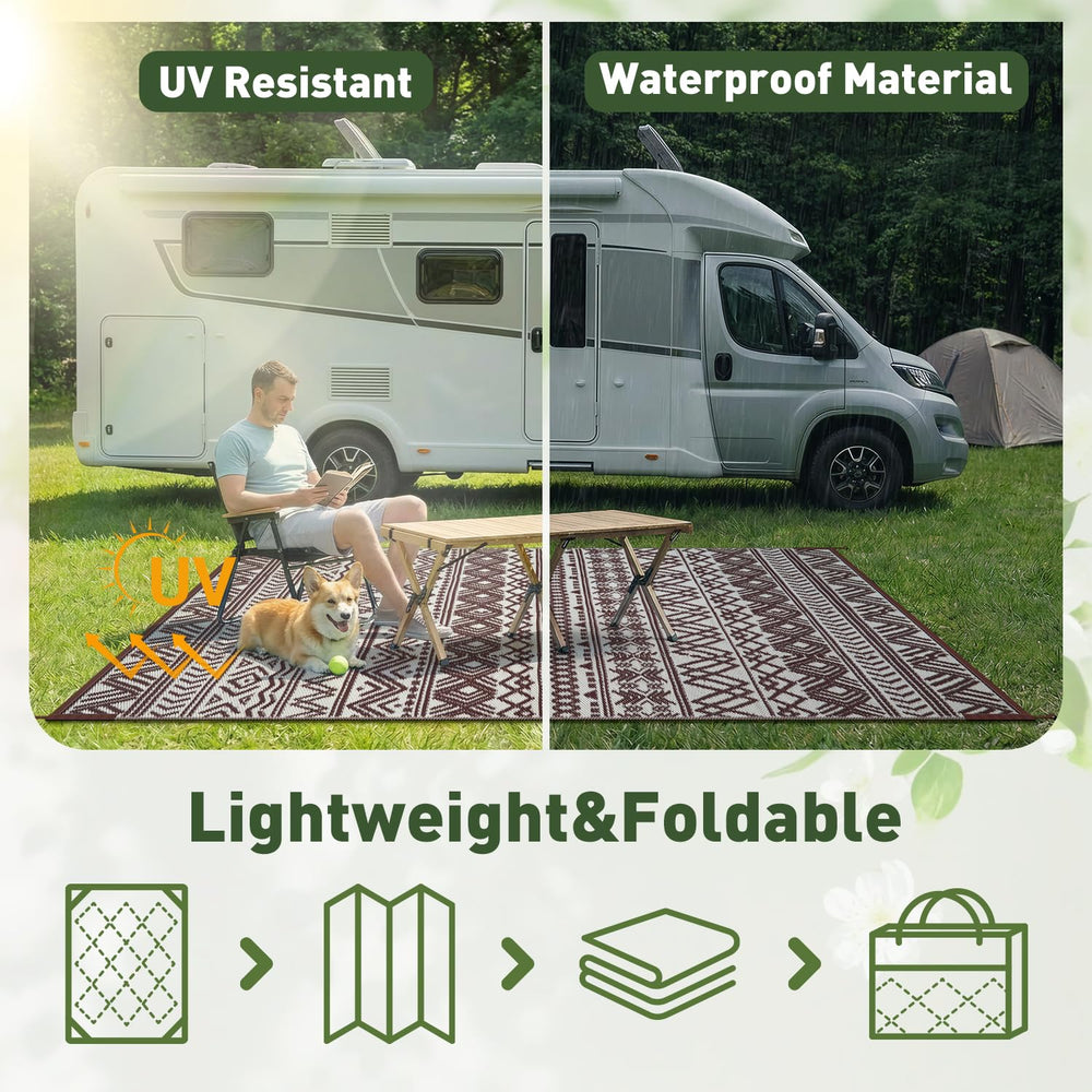 MontVoo Outdoor Rug on sandy beach