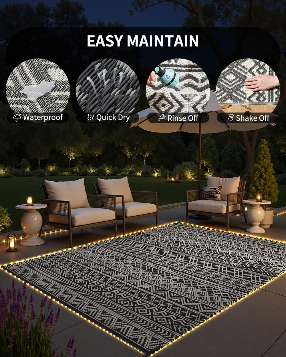 MontVoo Outdoor Rug set up at a picnic