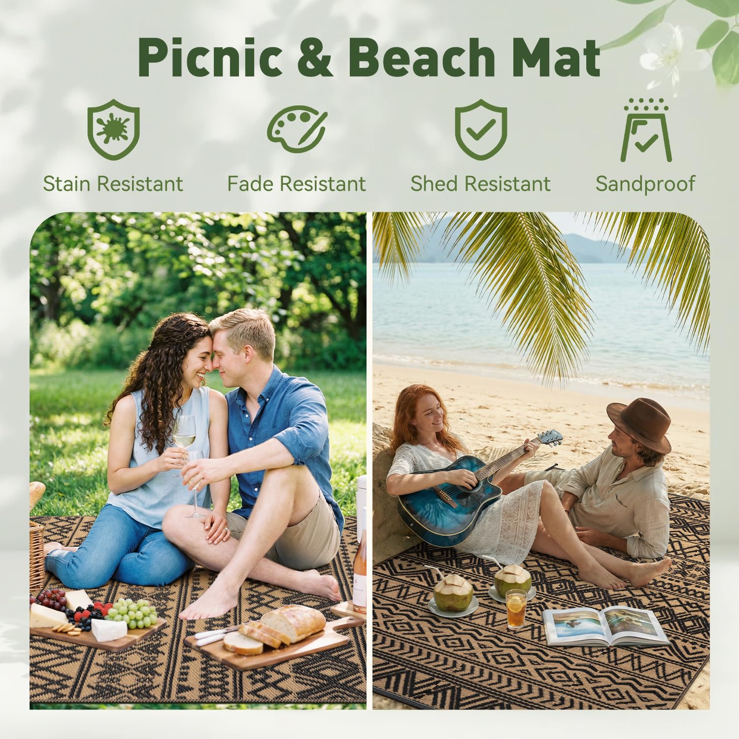 MontVoo Outdoor Rug with stakes for outdoor use