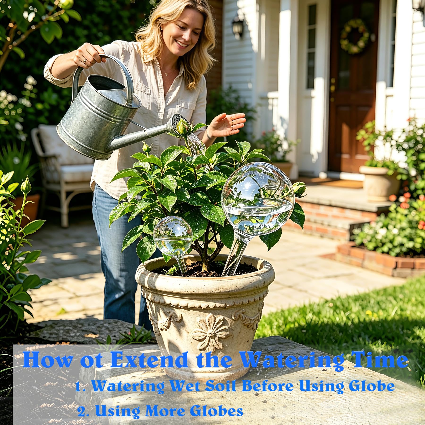 MOONSOUND watering globe inserted in garden soil