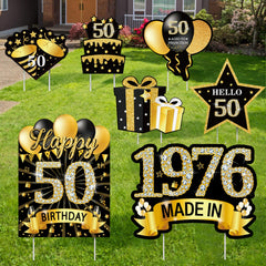 MOORAY 50th Birthday Yard Sign Set including Happy 50th Birthday sign