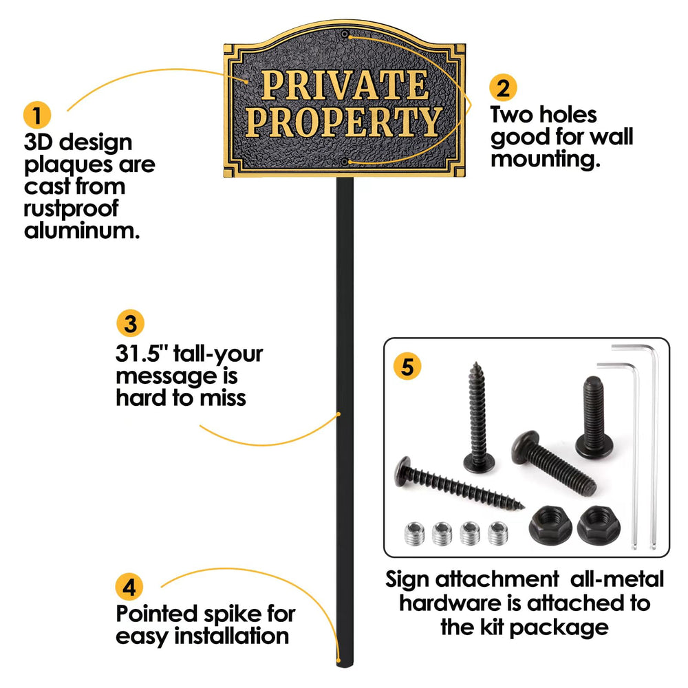 Morgtta Private Property Yard Sign side view highlighting material
