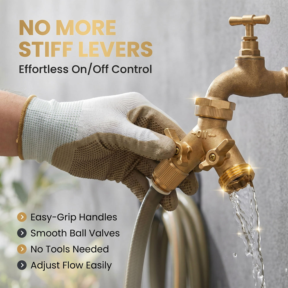 Morvat Brass 2-Pack Garden Hose Water Splitters packaging