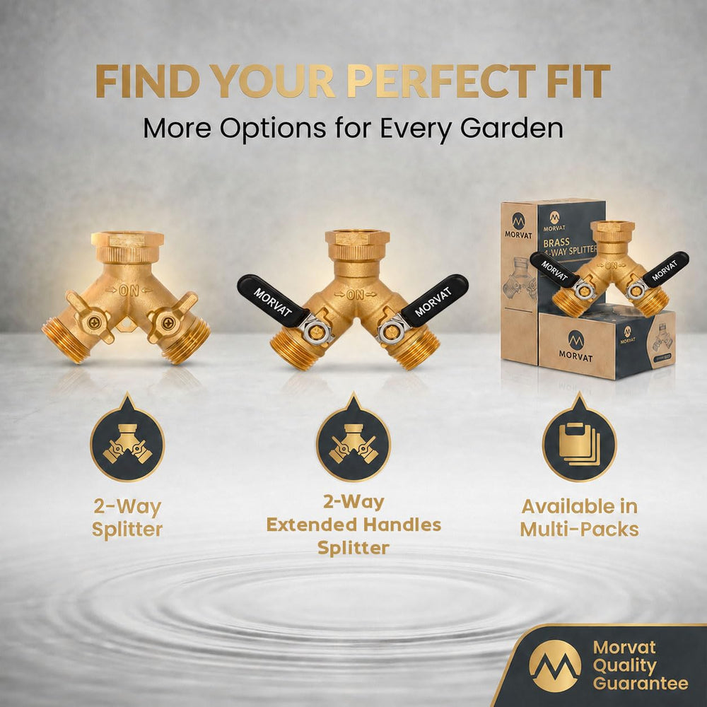 Morvat Brass 2-Way Y Splitter in use watering plants