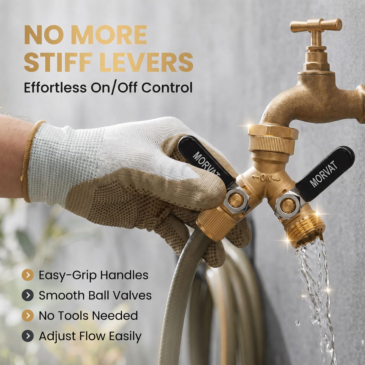Morvat Brass 2-Way Y Splitter with extra washers included