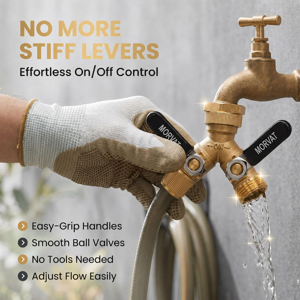 Morvat Brass 2-Way Y Splitter with extra washers included