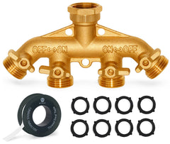 Morvat Brass 4-Way Hose Splitter front view
