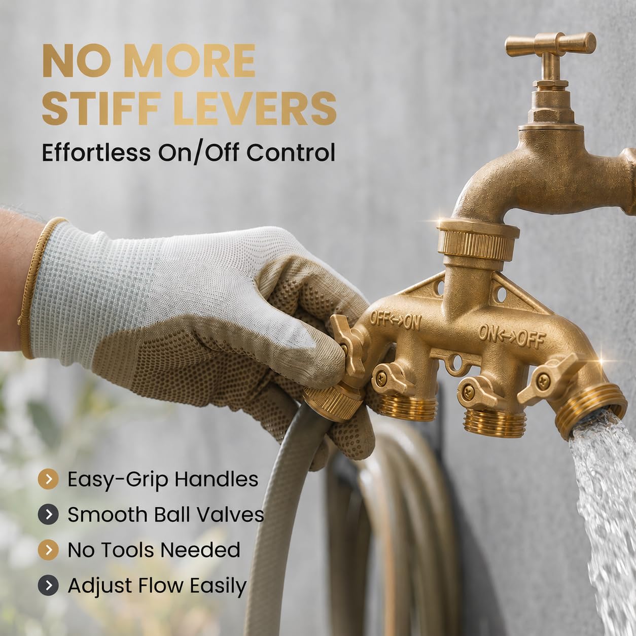 Morvat Brass 4-Way Hose Splitter with Teflon tape and washers