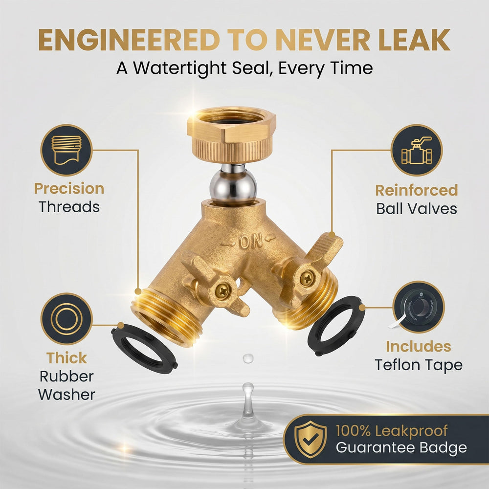 Morvat Brass Garden Hose Splitter top connection close-up