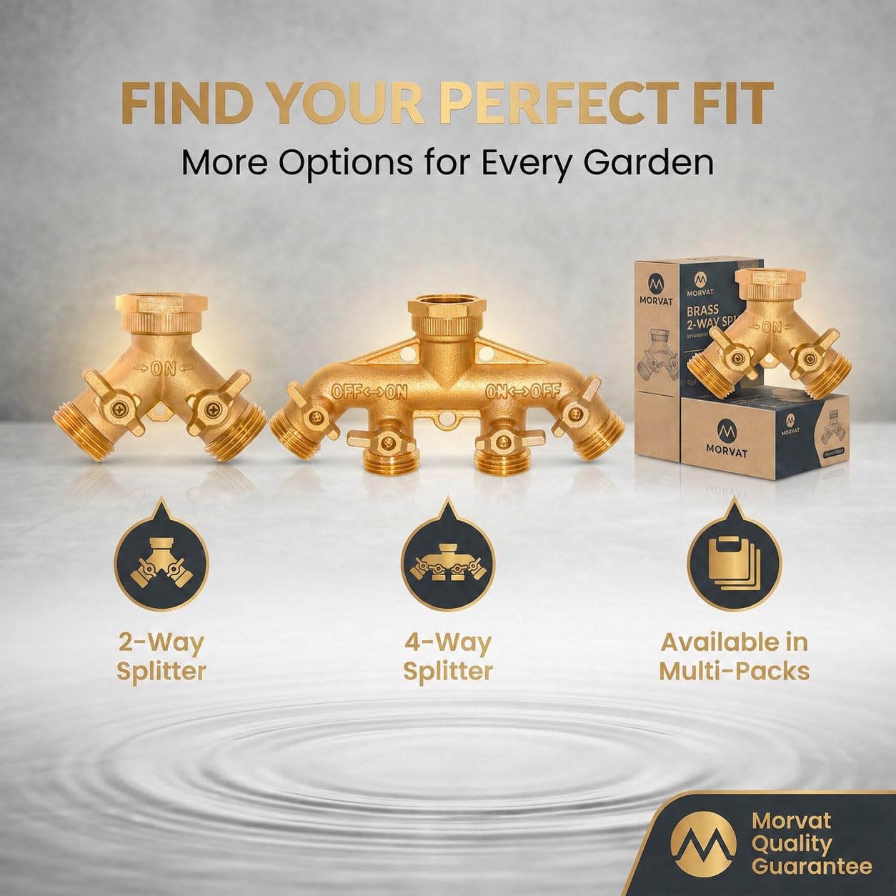 Morvat Brass Water Splitter with adjustable flow control