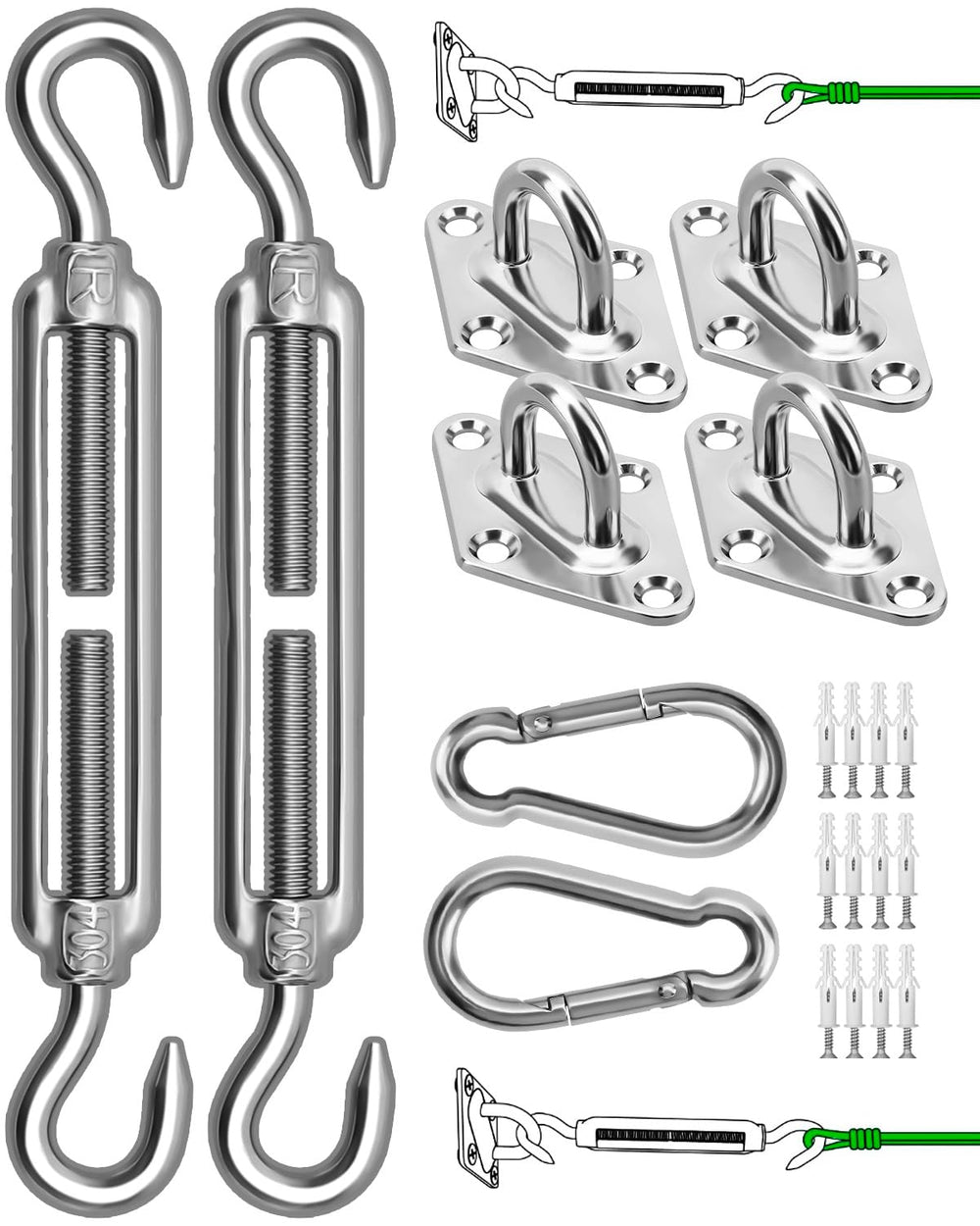 Morzejar Shade Sail Hardware Kit components layout