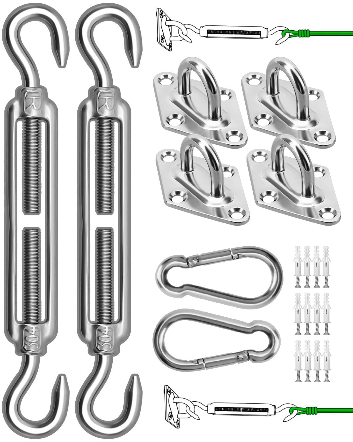 Morzejar Shade Sail Hardware Kit components layout