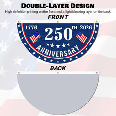 MOSADO 250th Anniversary Flag hanging in outdoor setting