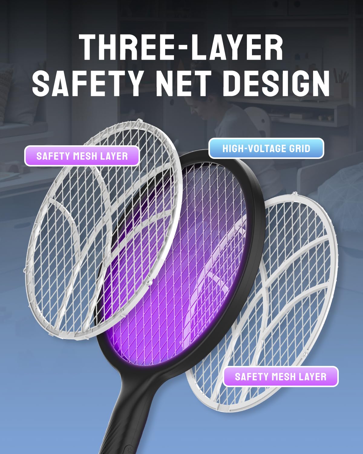 Mosiller Electric Fly Swatter 4000V pack of two
