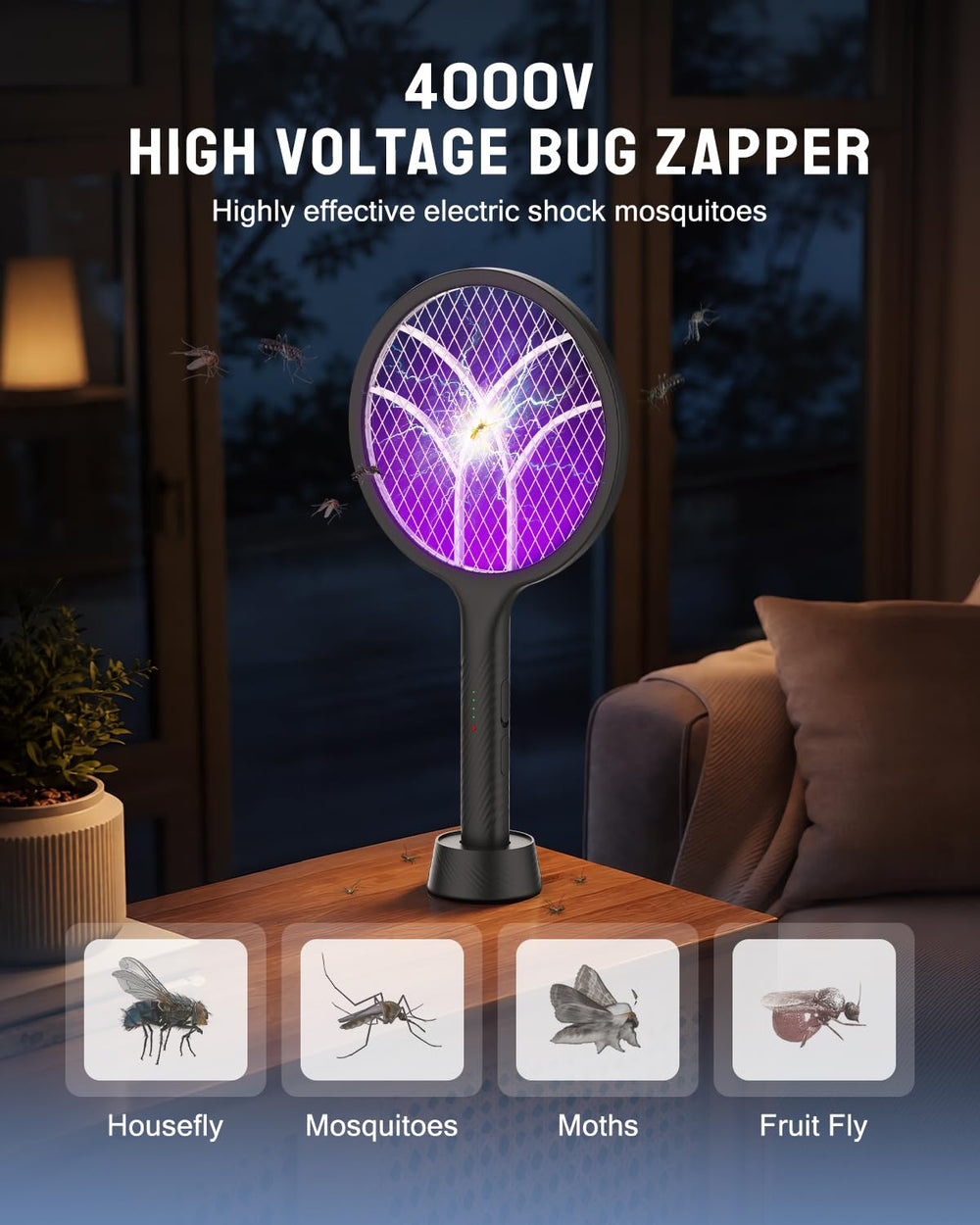 Mosiller Electric Fly Swatter 4000V side view