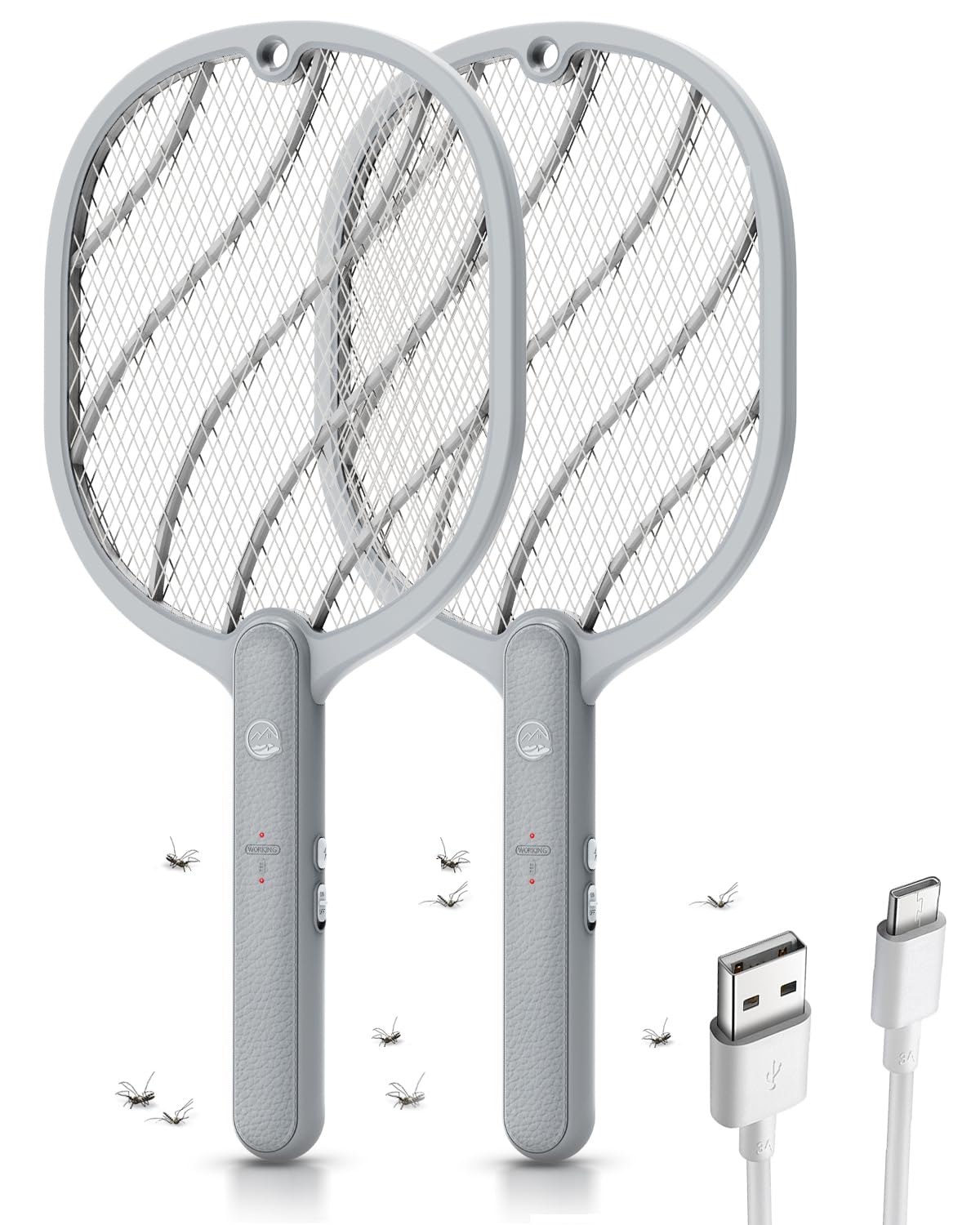 Mosiller Electric Fly Swatter front view, gray color