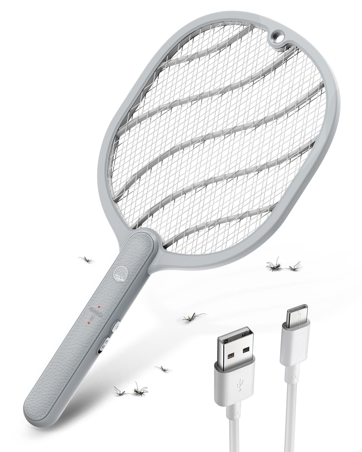 Mosiller Electric Fly Swatter front view with charging port