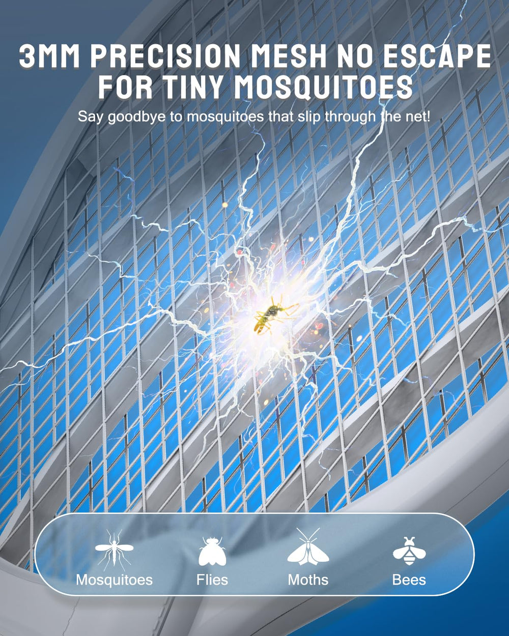 Mosiller Electric Fly Swatter showing 3800V grid