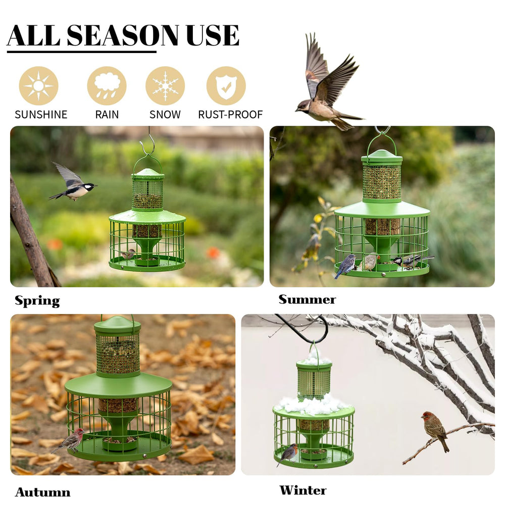 Mosloly Bird Feeder in garden setting with birds