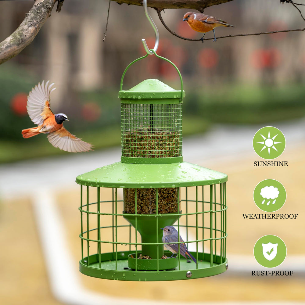 Mosloly Bird Feeder with tray and mesh cage