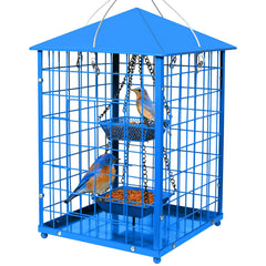 Mosloly Bluebird Feeder front view with large square cage
