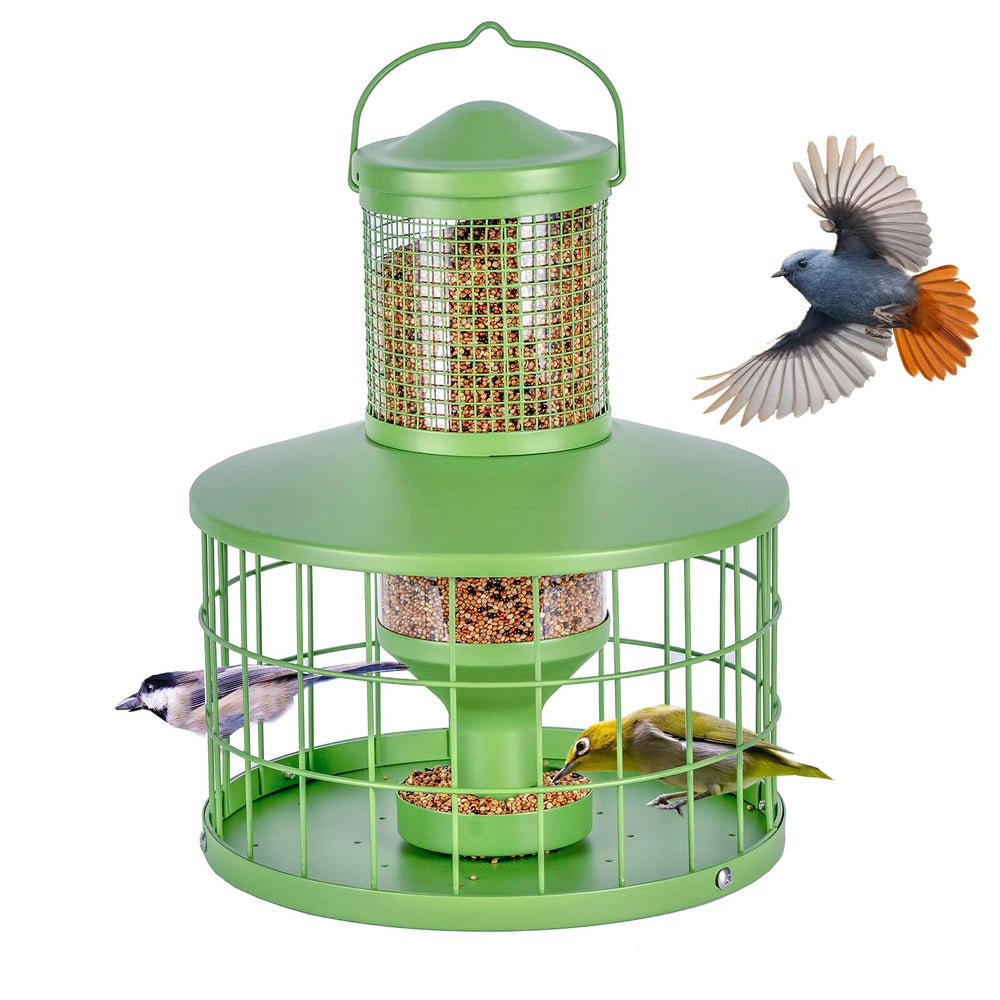 Mosloly Caged Bird Feeder green model front view