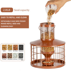 Mosloly Caged Bird Feeder in outdoor setting with birds