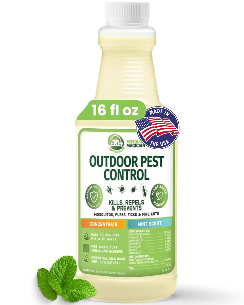 Mosquito Magician Liquid Concentrate 16 OZ mint scent front view