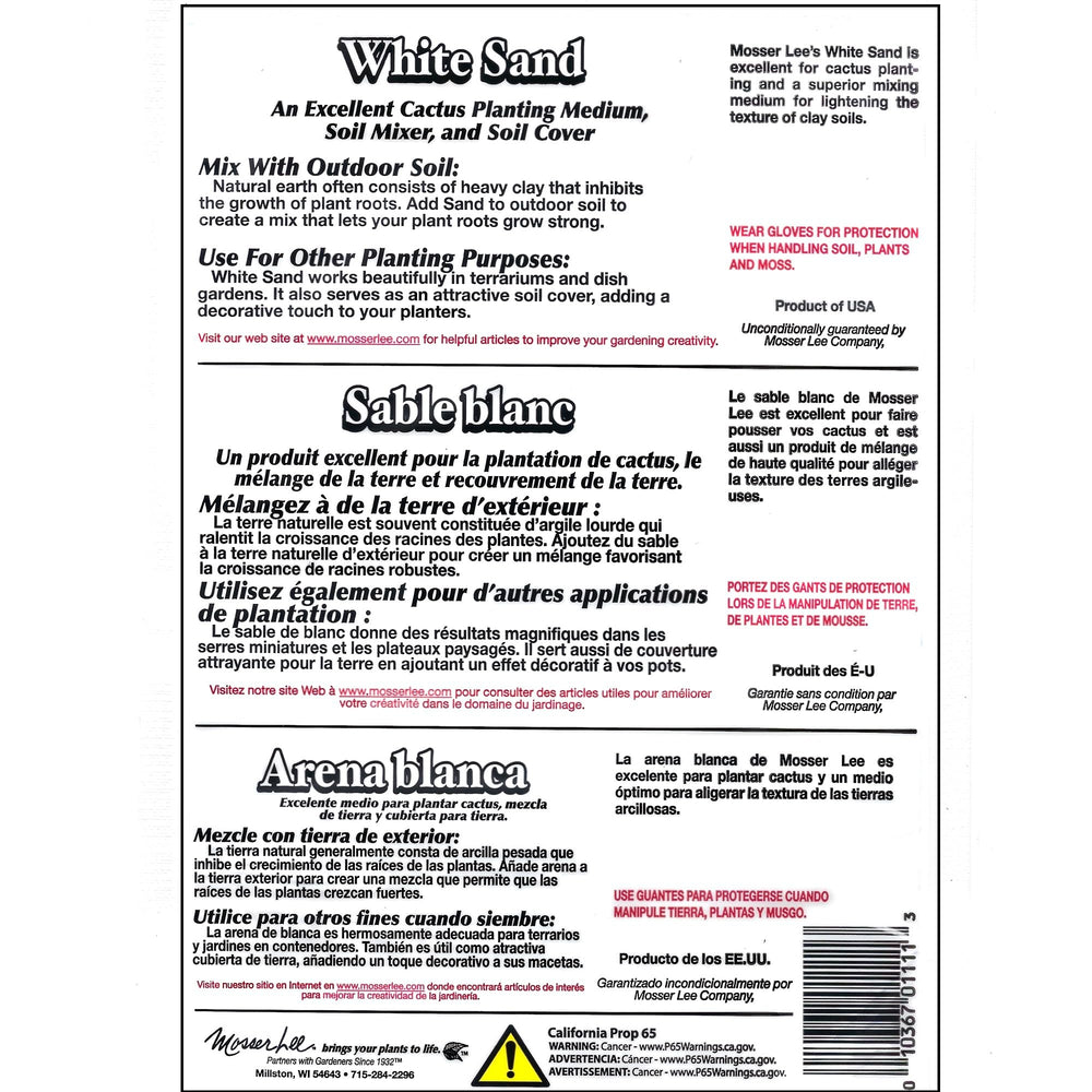 Mosser Lee White Sand Soil Cover packed in bag