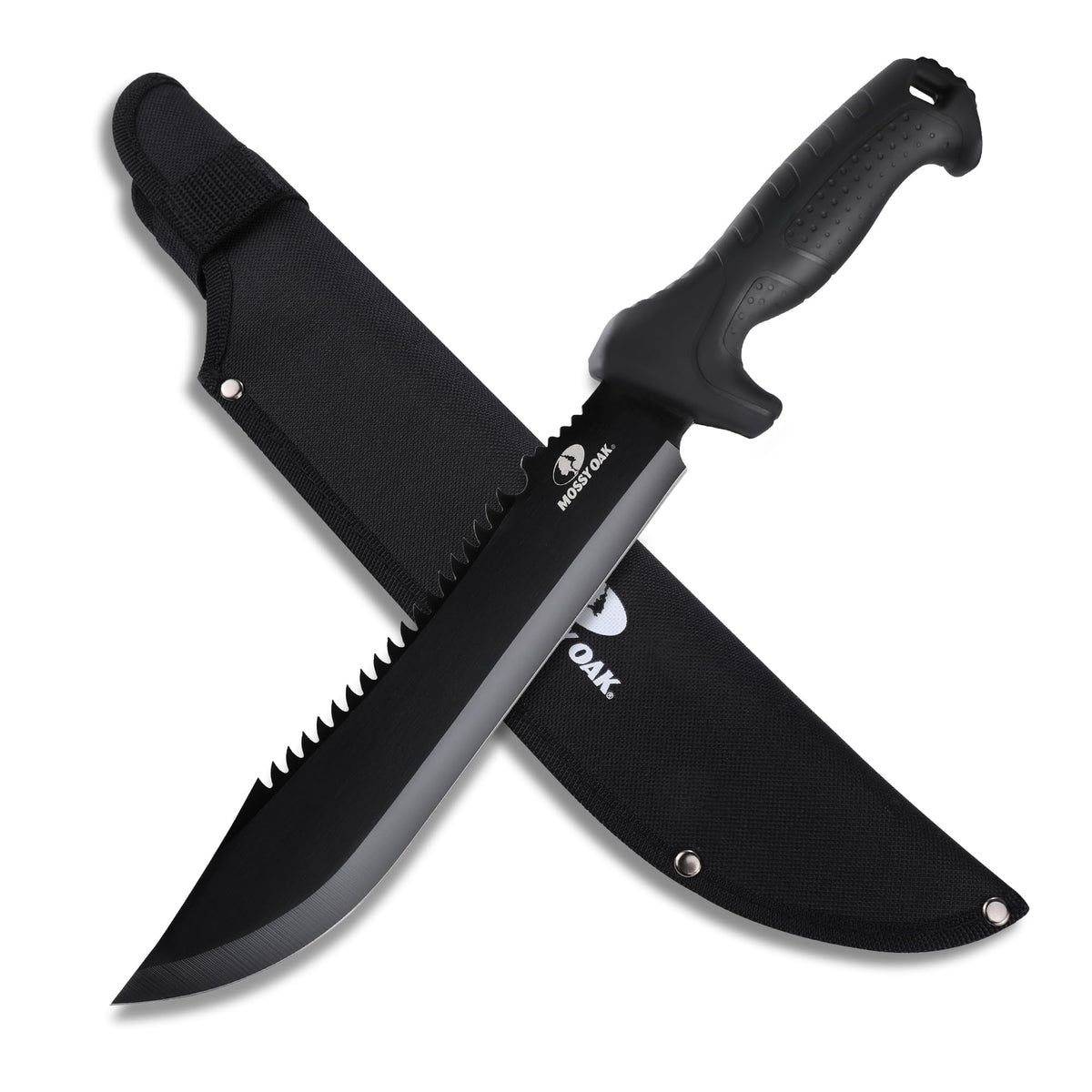 Mossy Oak 16-inch heavy-duty machete front view with sharp stainless steel blade