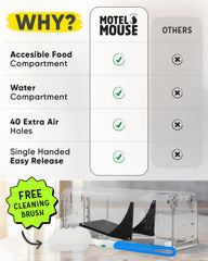 Motel Mouse humane mouse trap side view showing no touch release mechanism