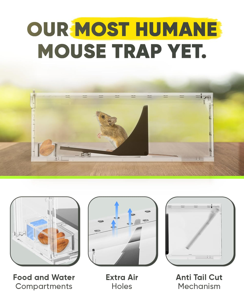 Motel Mouse humane mouse trap with cleaning brush and instruction manual