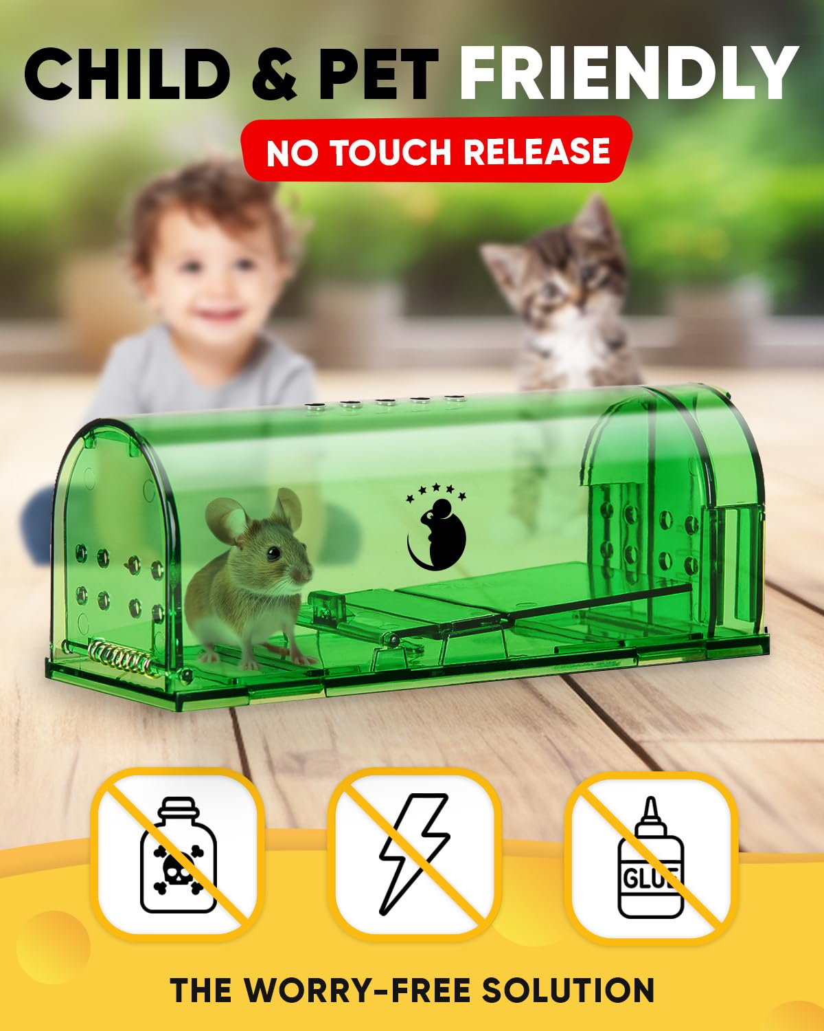 Motel Mouse humane trap showing the no-touch release mechanism