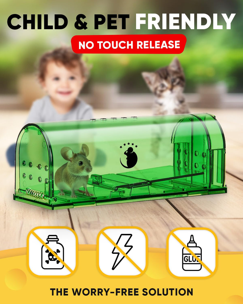 Motel Mouse humane trap showing the no-touch release mechanism