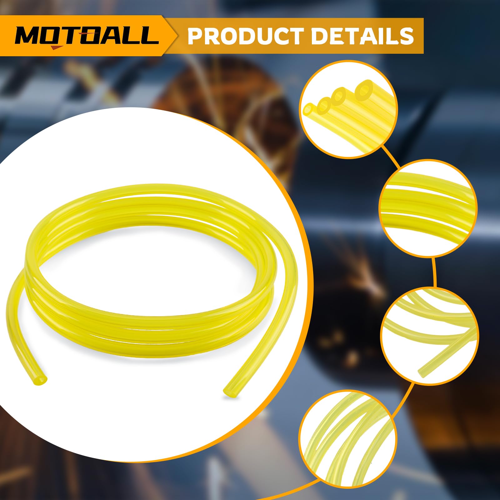 MOTOALL Fuel Line Hose laid out on a workbench
