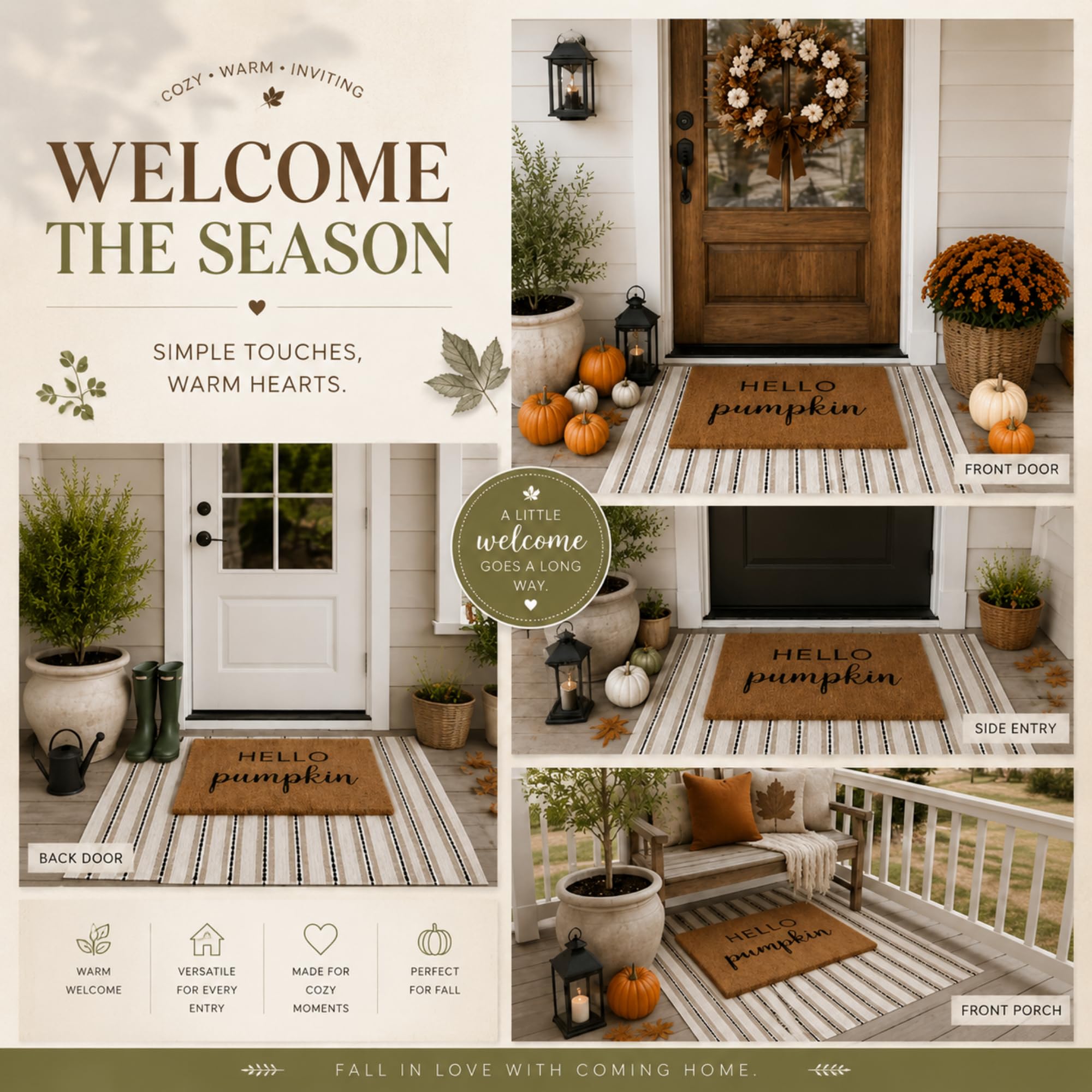Moucuny 2' X 3' rug in khaki, black, and white on wooden floor
