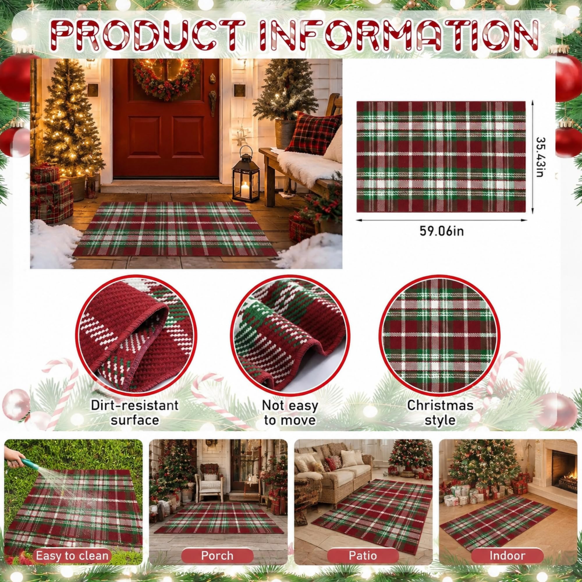Moucuny Christmas doormat displayed at an entryway