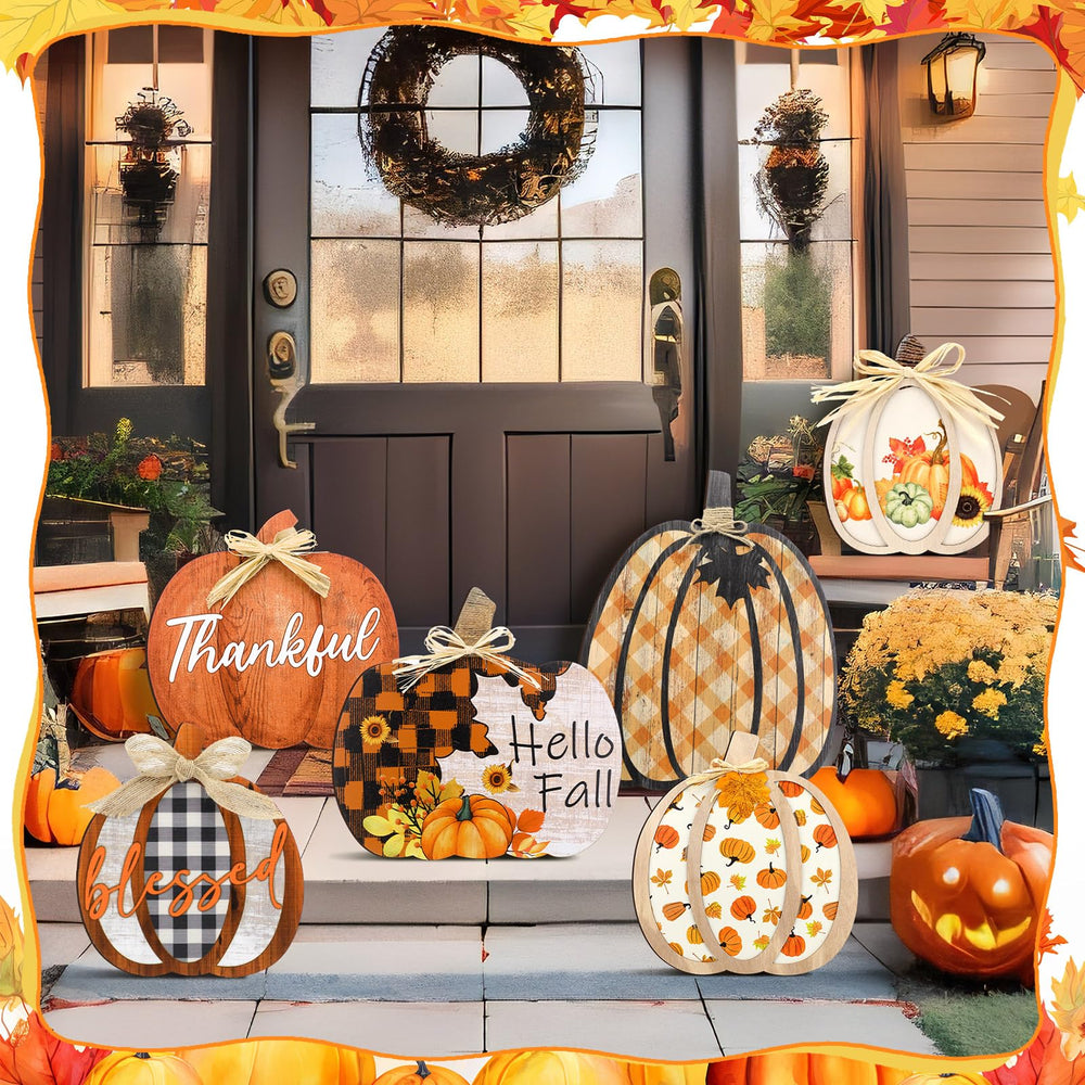 Moucuny pumpkin porch signs in various sizes and shapes